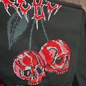 NWT Rebel Vengeance Black Hoodie with Red Skull Design